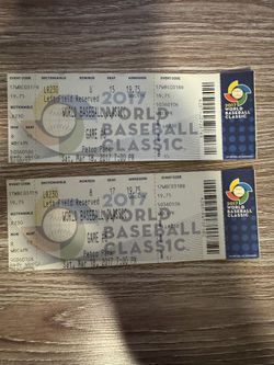 2017 World Baseball Classic Ticket Stubs - USA vs Dominican Republic Adam Jones HR rob