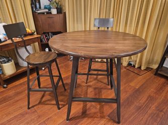 World Market Hudson Pub Round table 37" x 40" 1/2  with 2 free barstools with table purchase barstools height 30 inches to seat