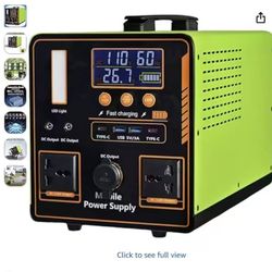 Portable Power Station,1216Wh LiFePO4 Battery,1200W
(Peak 2400W) AC,Reinforced Metal Frame,Backup Powerr