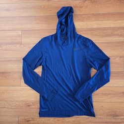 Men's Nike Pro DRI-FIT Standard Fit Navy Lightweight Longsleeve Hoodie Size S
