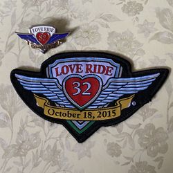 Love Ride 32 Biker Patch & Lapel Pin October 18,2015