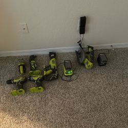 Ryobi Set With Two Batteries And Charging Station