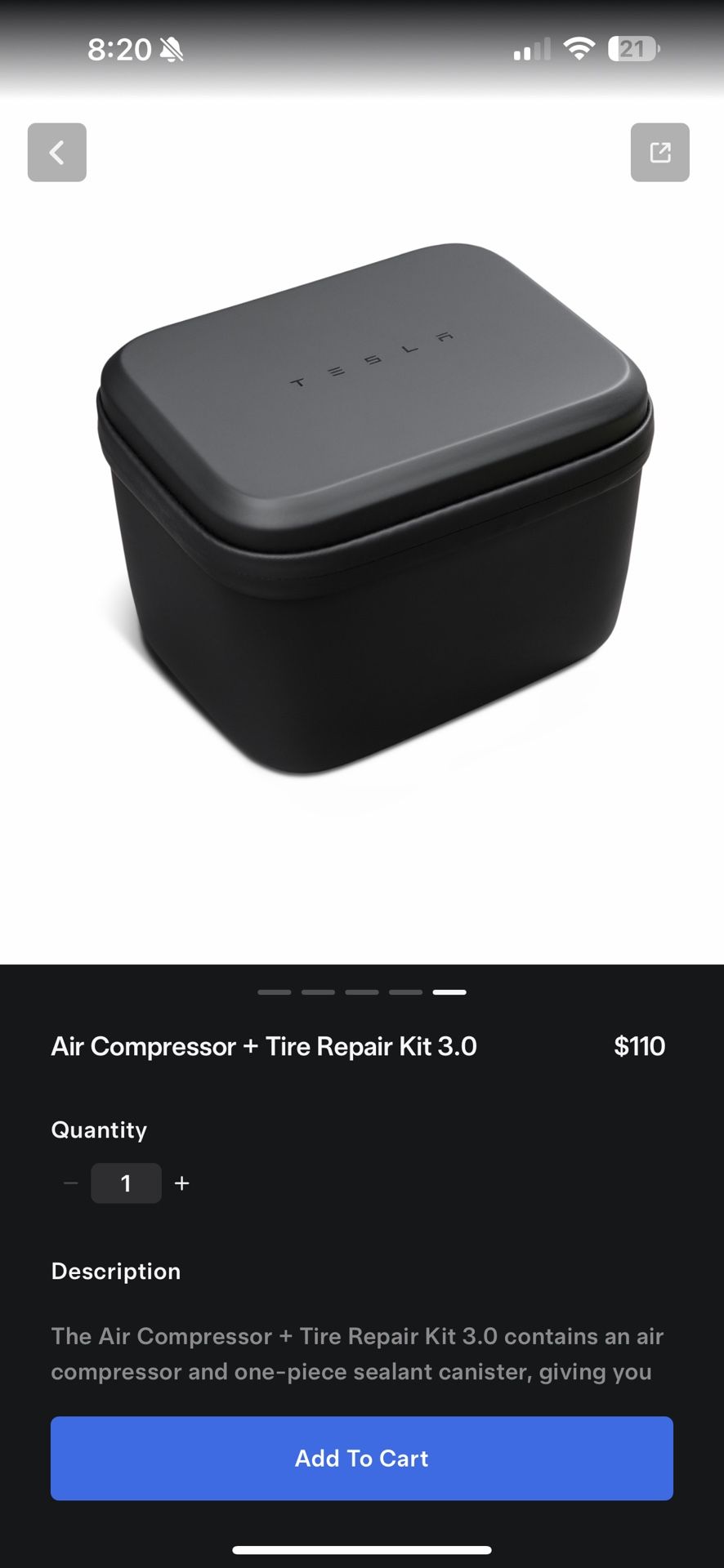 Brand New Tesla Air Compressor + Tire Repair Kit 3.0