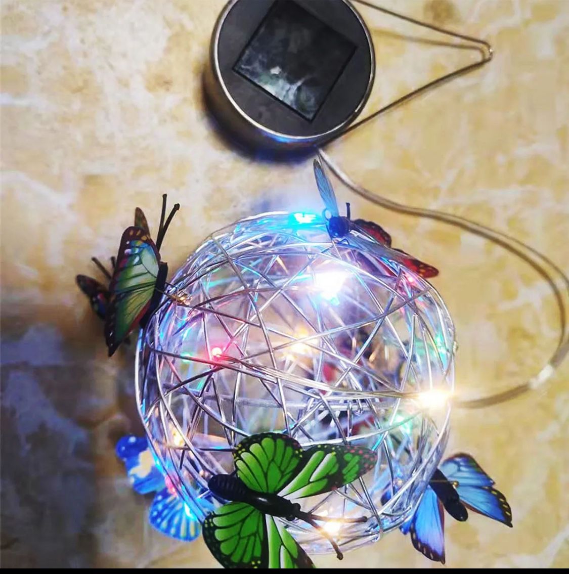 LED Solar Butterfly Ball Garden Yard Decor Lamp