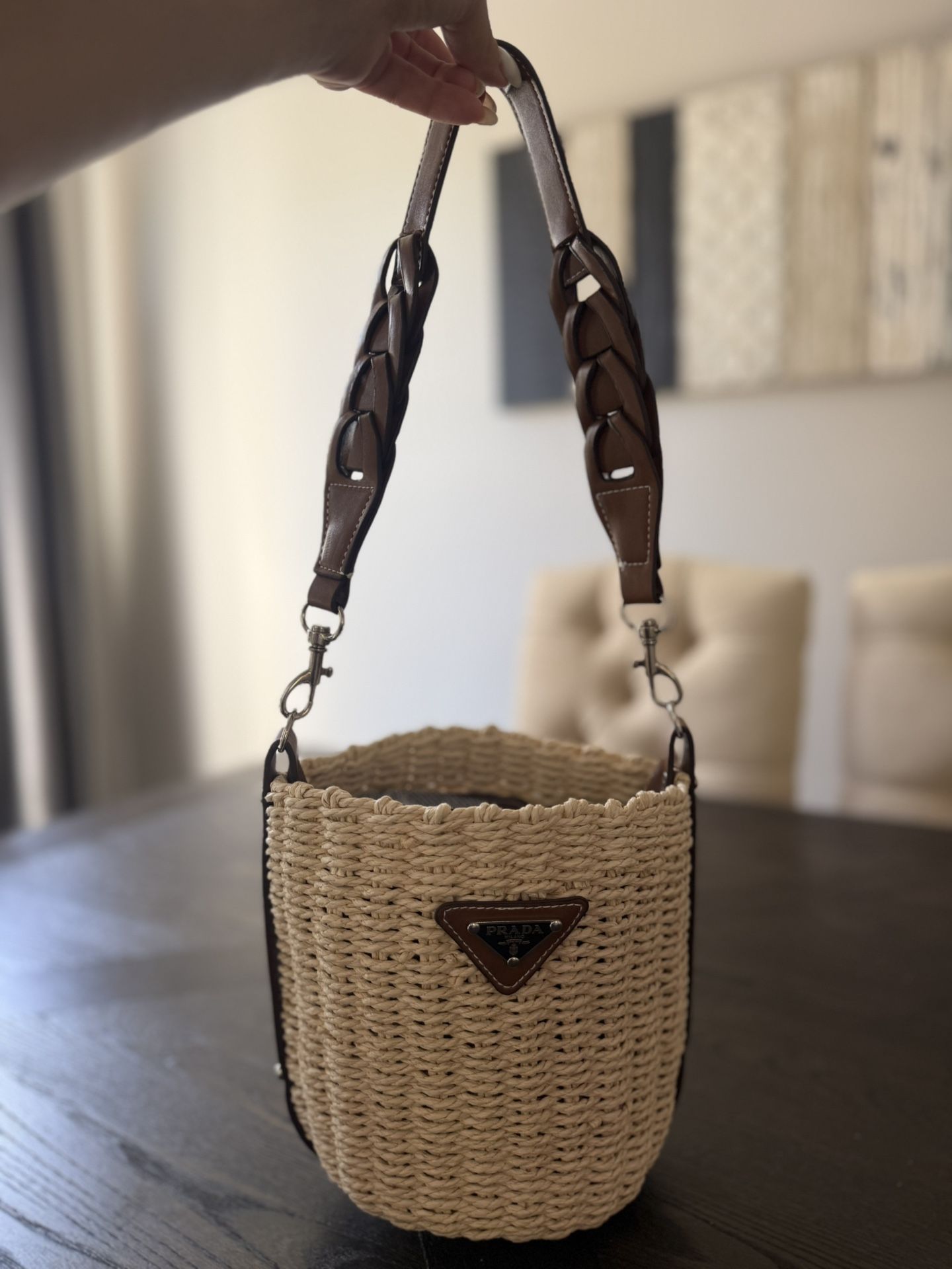 Prada Wicker Bucket Bag