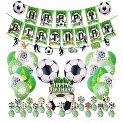 Soccer Birthday Party Decorations for Boys – 43 Pcs Set with Banner, Balloons, Cake Toppers & Foil Balloons – Soccer Theme Birthday Supplies for Kids 