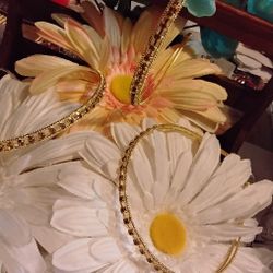 Beautiful Goldtone Amber Rhinestone Metal Headbands $4 Ea.         (3 Available)