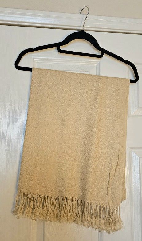 Gold Pashmina Scarf Wrap Shawl W/Fringe
