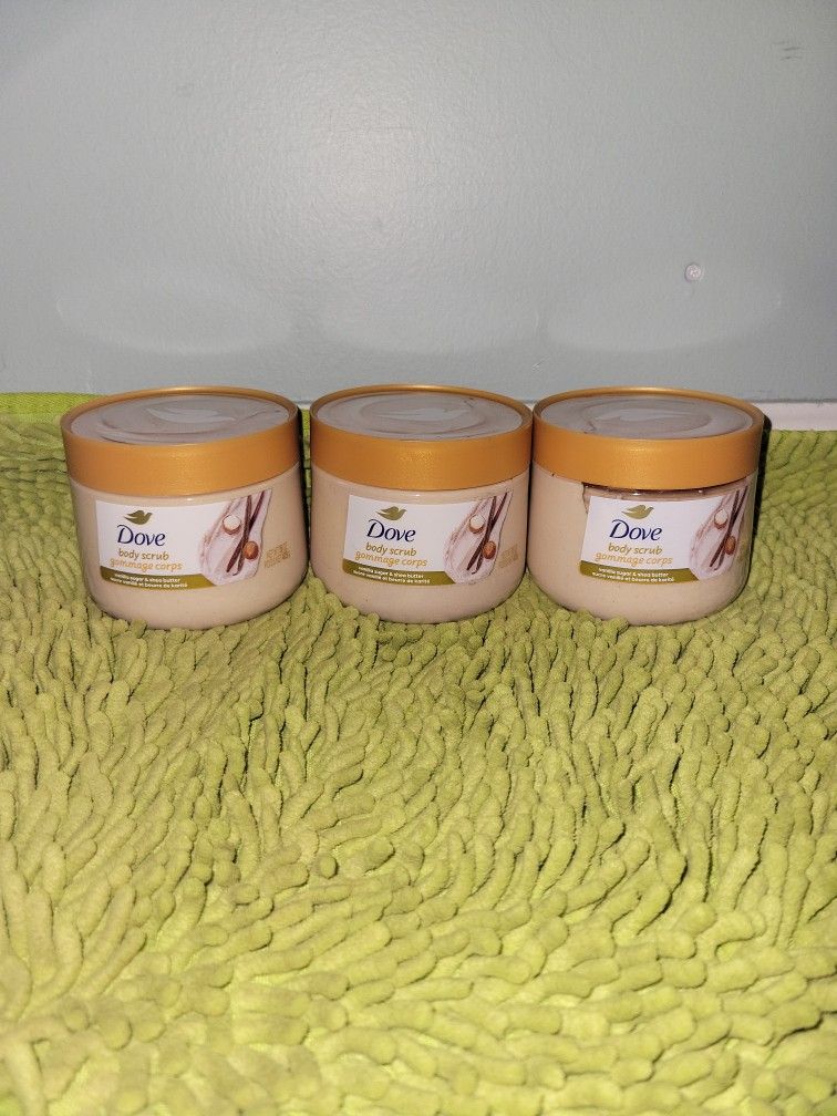 3 Dove Body Scrub 15oz Vanilla Sugar And Shea Butter 