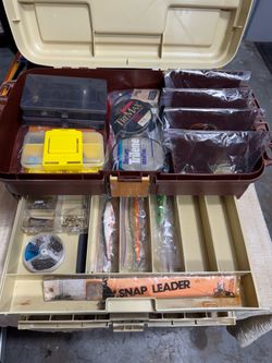 Vintage Plano 758 Tackle Box With Vintage Lures