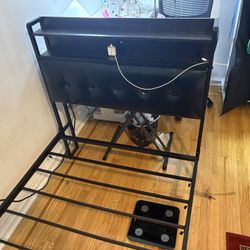 Twin Bed Frame with LED Lights & USB – Very Good Condition
