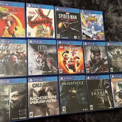PS4 Games, DBZ, Spiderman, Star Wars, Etc