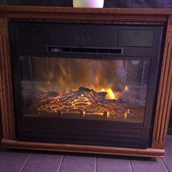 Electric Fireplace, Heater With Removable Caster Wheel