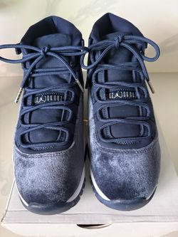 Air Jordan 11 Navy Blue Velvet Sneakers Size 8.5
