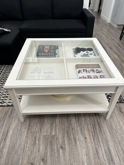Glass Top Coffee Table With Drawers And Storage Underneath 