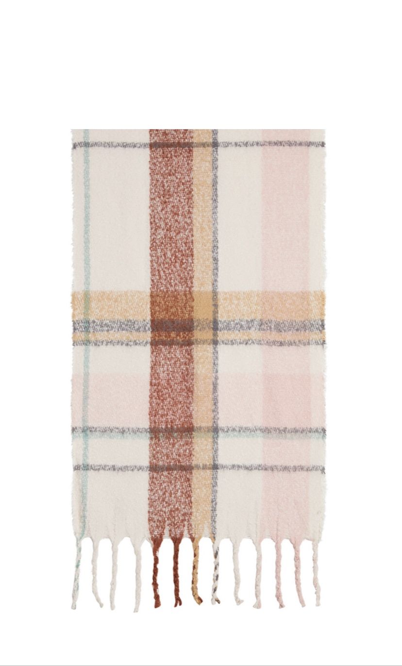 STEVE MADDEN Cejon Fringe Plaid Blanket Wrap Scarf Glove Set
