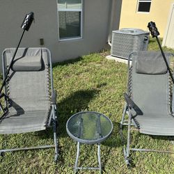 Metal Outdoor Rocking Chairs With Glass Table
