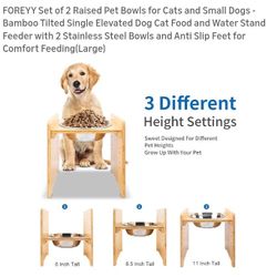 NEW SET OF 2 RAISED PET BOWLS FOR CATS AND DOGS 