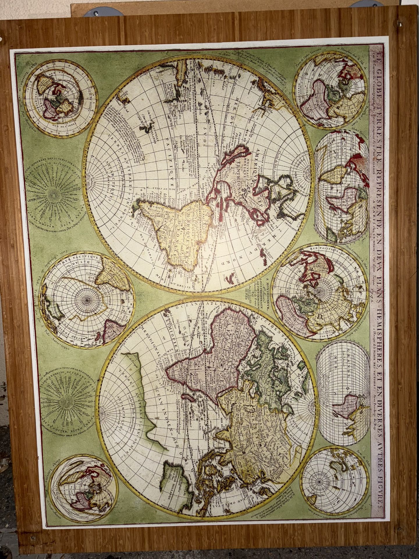 Double Hemisphere Vintage Polar Map