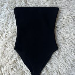 Zara Black Ribbed Strapless Bodysuit Size Small NEW