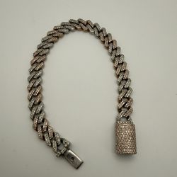 10k Diamond Bracelet White And Rose Gold 