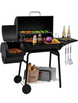 New in Box BBQ Charcoal Grill and Offset Smoker | 823 Square Inch cooking surface