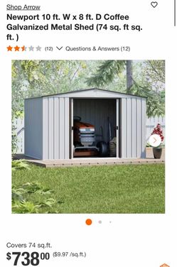 Shop Arrow Newport 10 ft. W x 8 ft. D Coffee Galvanized Metal Shed (74 sq. ft sq. ft.)