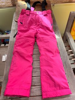 pink snow pants with suspenders youth size 11–12