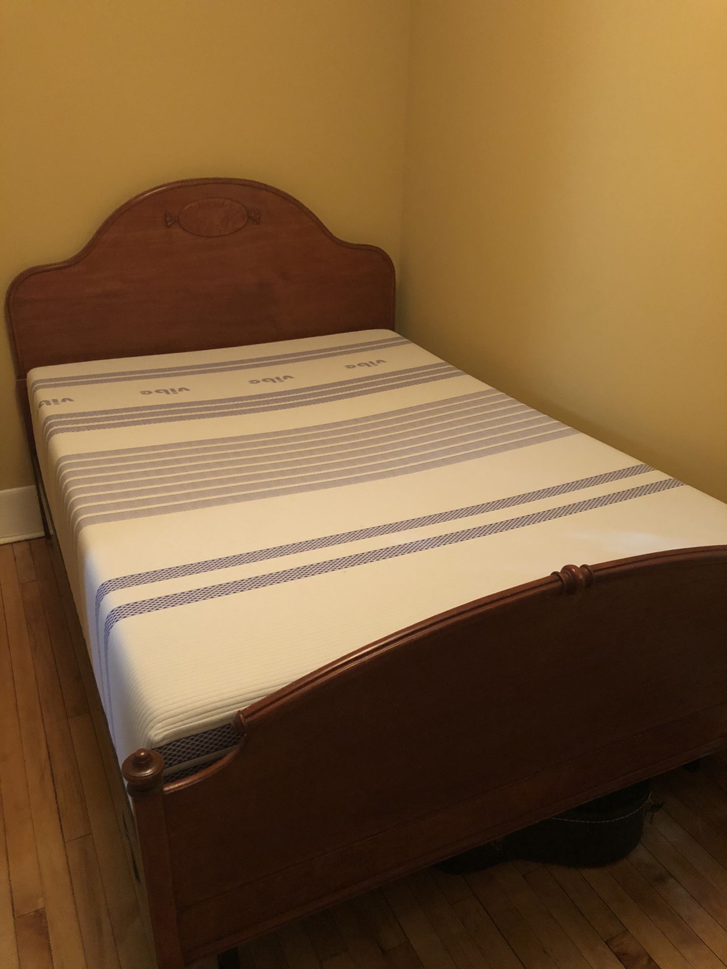 Antique Full Bed Frame w/ New Memory Foam Mattress - or $100 frame only