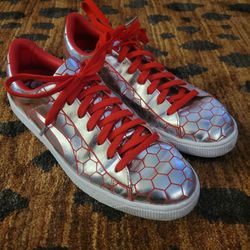 Puma Red Silver Men's Honey Comb Sneakers Size 10