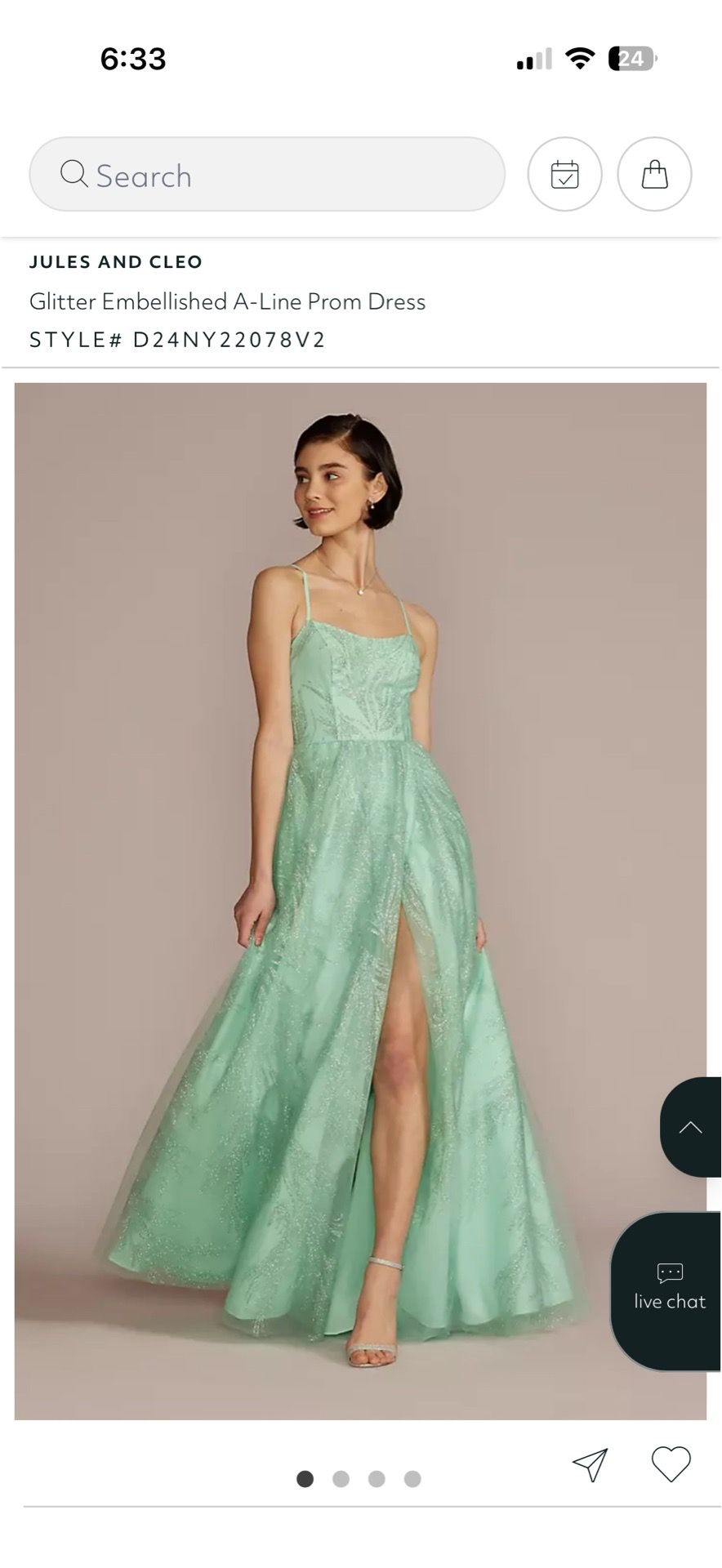 Glitter Embellished A-Line Prom Dress size 4