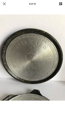 4 vintage pewter coasters from Norway