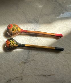 Traditional Russian Khokhloma Hand Painted Spoons