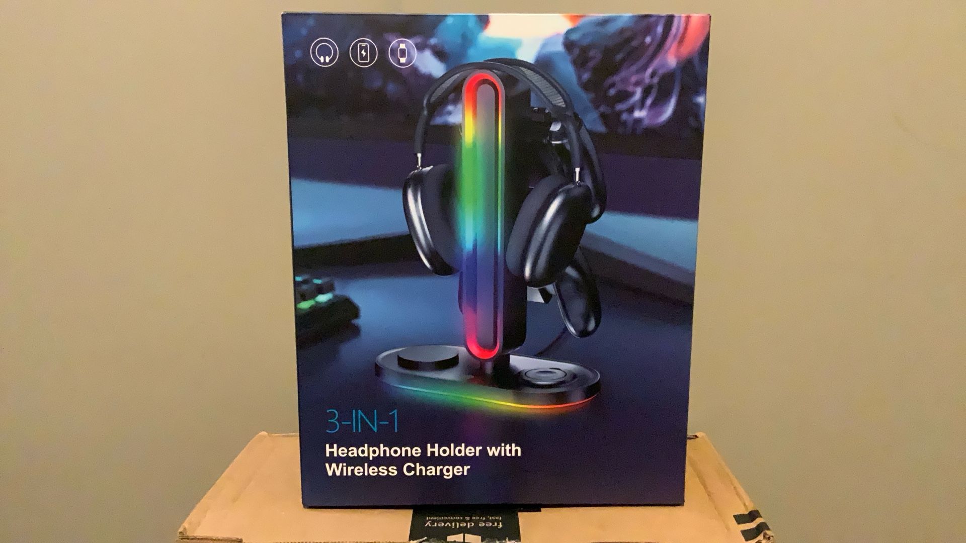NEW IN BOX RGB Headset Stand with Wireless Charger, 8-in-1 Charging Station for iPhone Watch Type-C/USB Ports, Gaming Headphone & Controllers Holder