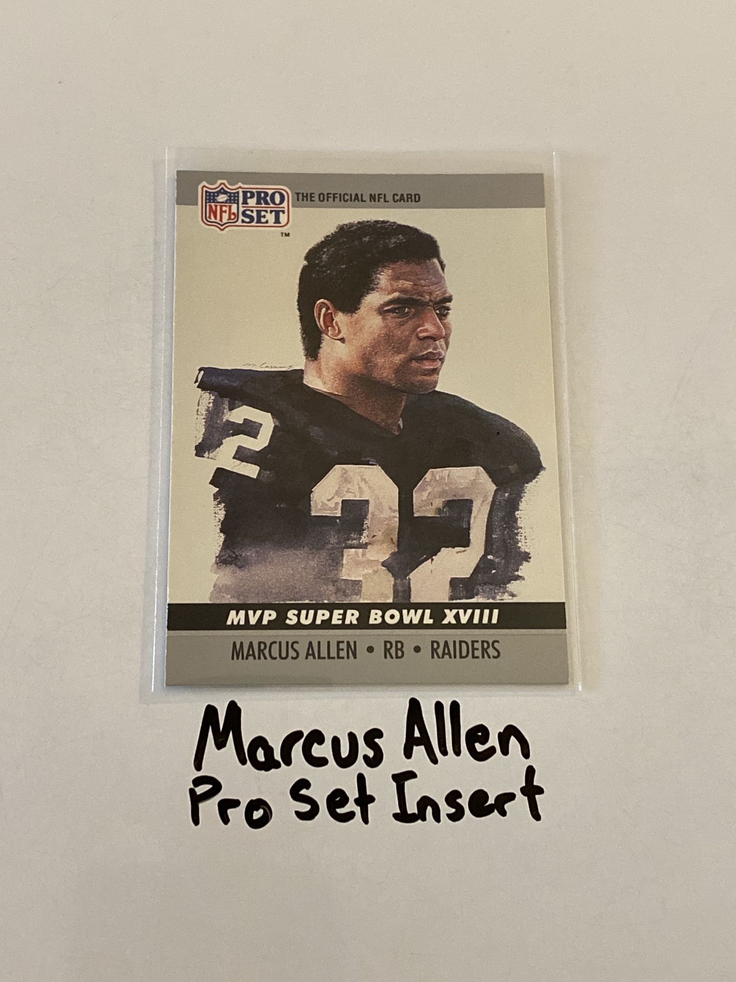 Marcus Allen Los Angeles Raiders Hall of Fame RB Pro Set Short Print Insert Card.