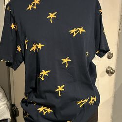 Denim & Flower Ricky Singh Palm Trees Navy Blue T-shirt Shirt Men's Size L