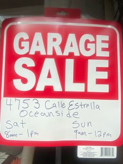 Garage sale Saturday 81 and Sunday 82