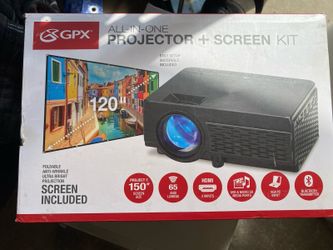 GPX All-in-One Projector  & Screen bundleUltra Bright Bluetooth in Outdoor 120