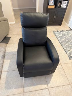 Black Vegan Leather Recliner Chair