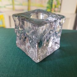 Scandinavian Glass Ice Cube Candle Holder 