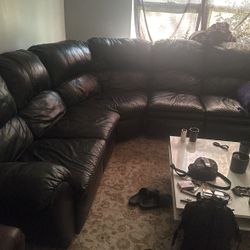 Black Leather Sectional 
