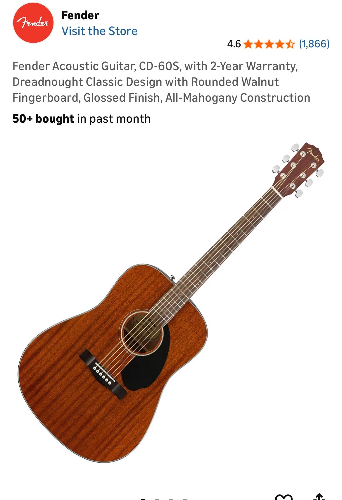 Fender Acoustic Guitar CD-60S