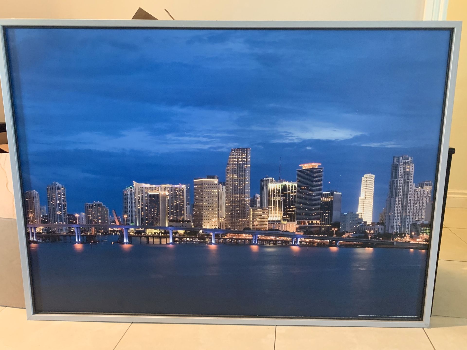 Large framed picture Miami skyline