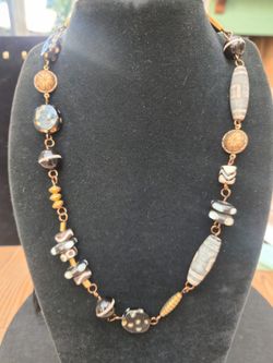 Brass, Agate, Bakalite, Necklace 