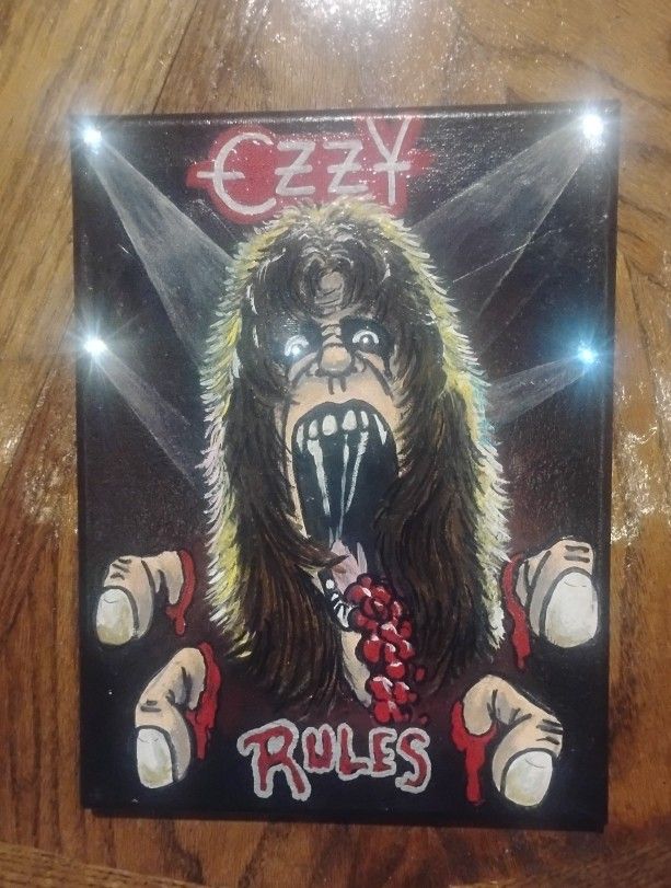Original 8"By10" Painting. Ozzy Rules