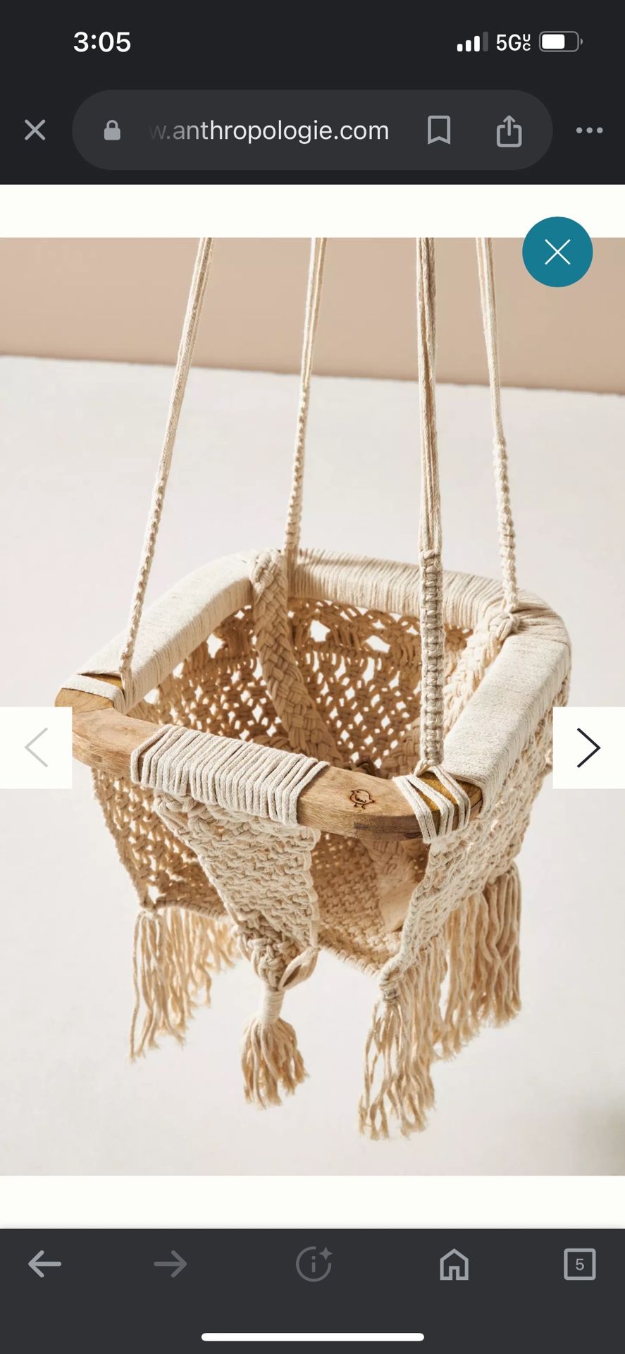 Anthropologie  Macrame Baby Swing