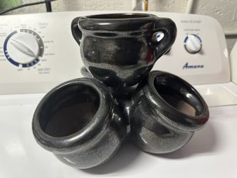 Unique Ornate Ceramic Planter Black/Gray