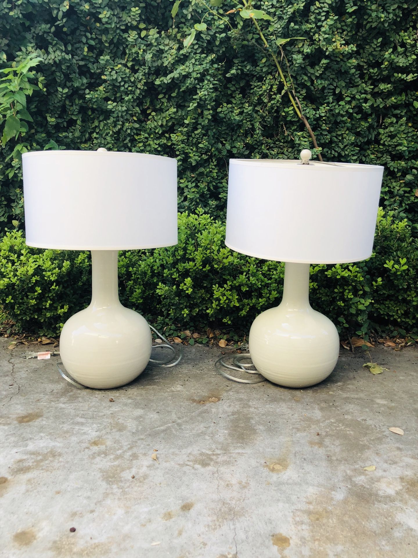 Pair of EUC Greyish Ceramic Table Lamps