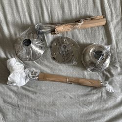 Brushed Nickel Ceiling Fan Mounting Hardware Kit with Downrods and Canopies