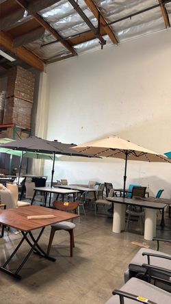 New 15ft Patio Umbrella, Double-Sided Rectangle with LED Lights  and with Fillable Weighted Sand Bag Base
